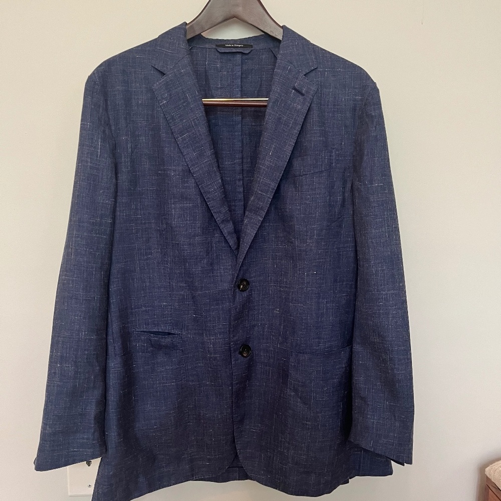 Zegna Cashmere Silk Unstructured Blazer in Navy (Mens EU52R US42R)